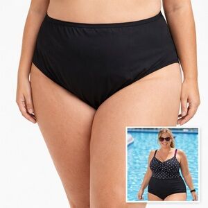 MERONA Black Bikini Bottoms Plus Size 24W 26W High Waisted Swim Bathing Suit